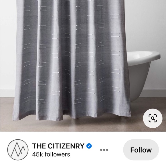 Chilka shower curtain from The Citizenry. 100% cotton, nice weight. DK blue-wht - Picture 3 of 3